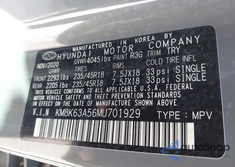 2021 Hyundai Kona Night z USA, uszkodzony, nr VIN KM8K63A56MU701929